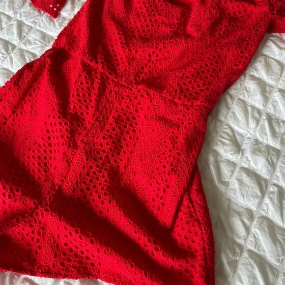 Likely Bayard Kittridge red lace off the shoulder romper - Picture 2 of 11